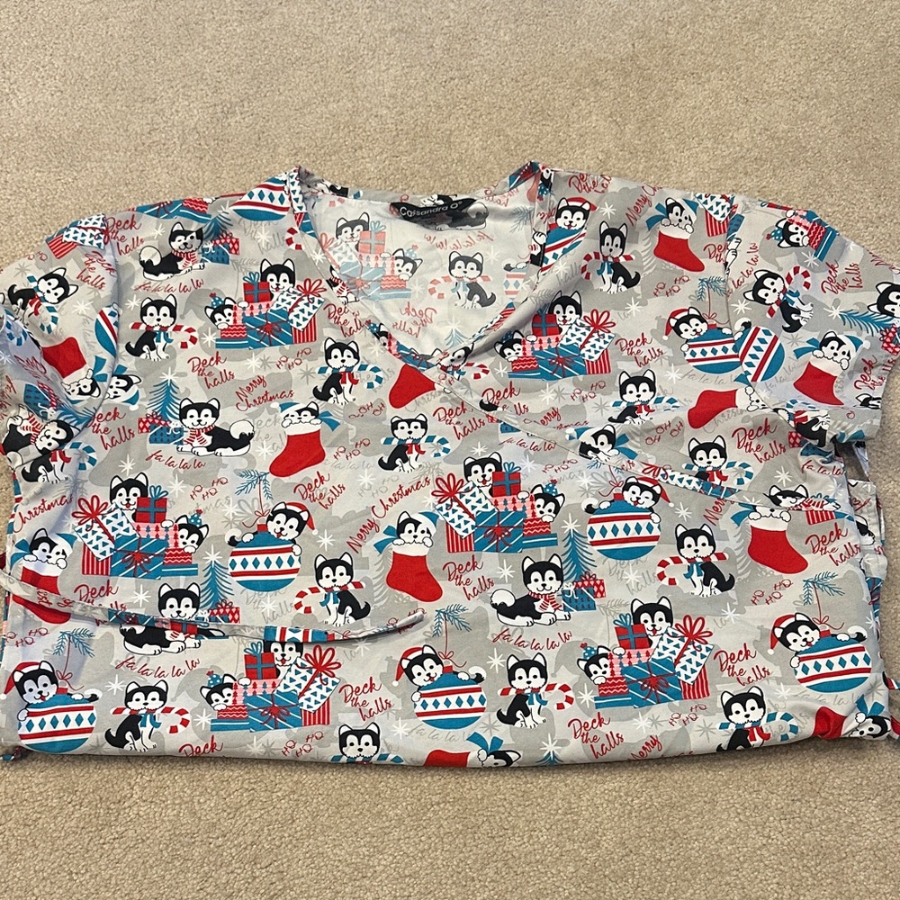 Festive Penguin Women’s Scrub Top